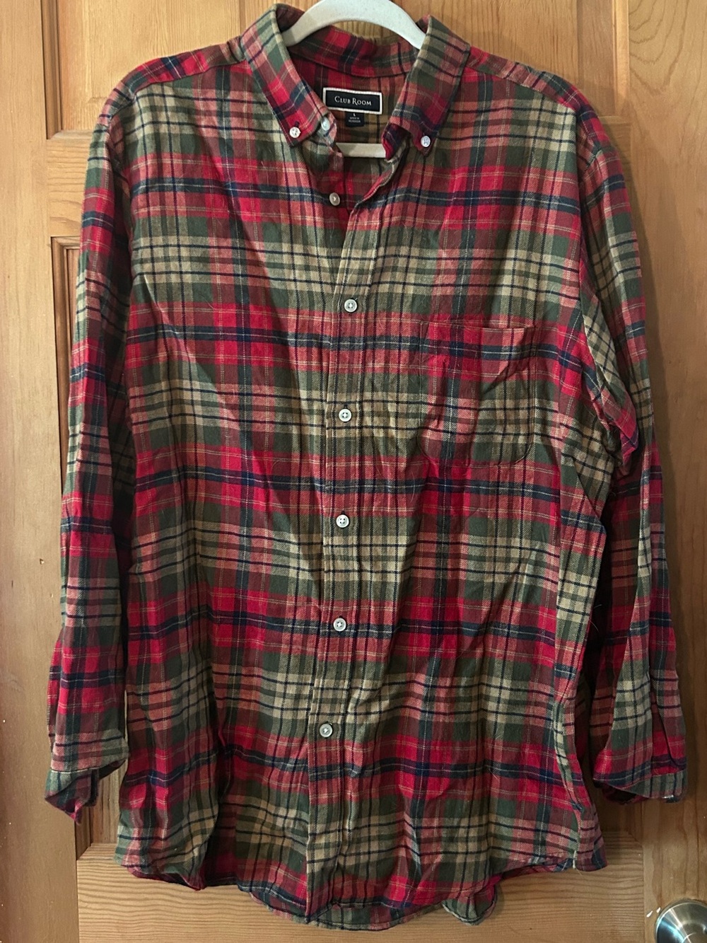 Club Room Red and Olive Plaid Button-Down Shirt